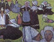 Emile Bernard breton women in meadow painting